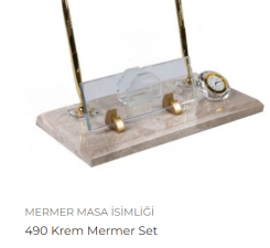 490-Krem-Mermer-Set