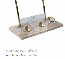 490-Krem-Mermer-Set